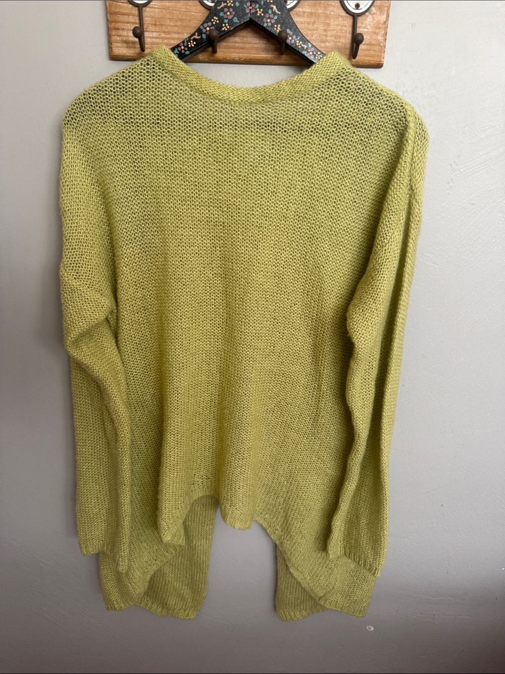 Oriana Italian Mohair Blend Chartreuse Split Back Sweater
